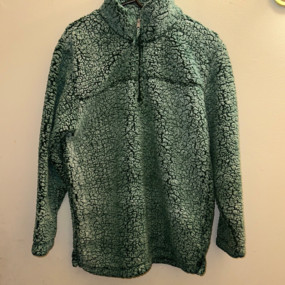 Green Sherpa Fleece Pullover